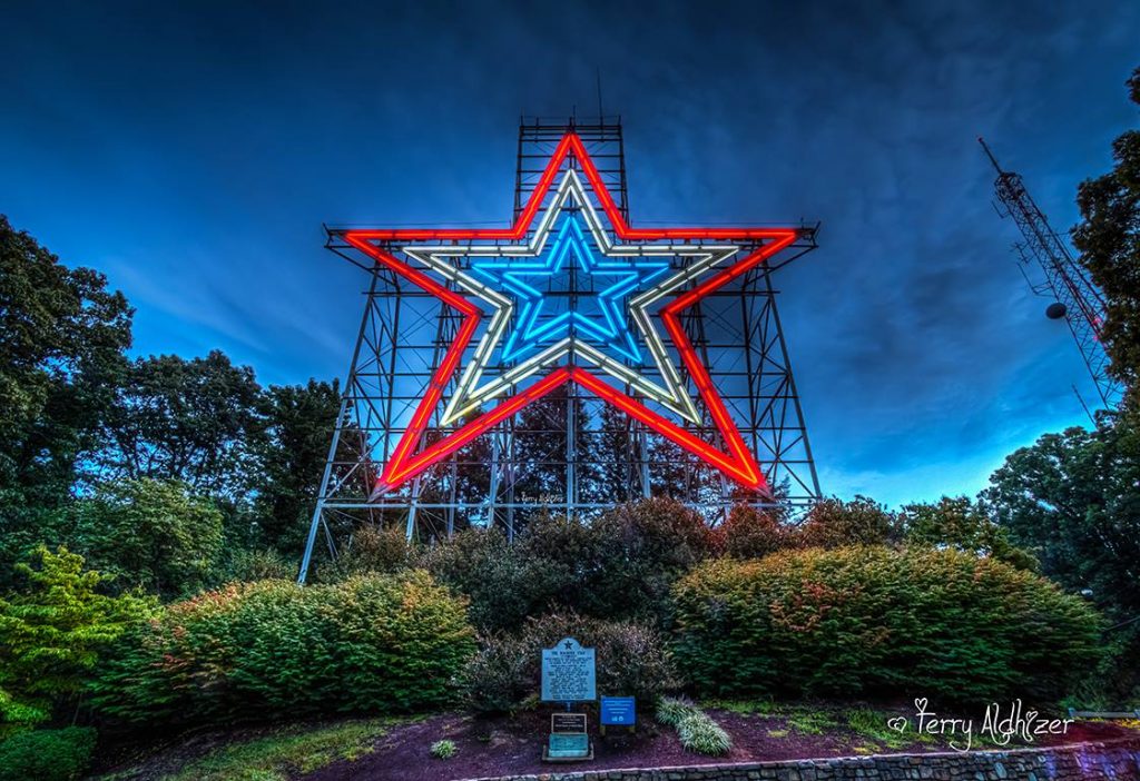 The Mill Mountain Star, at the top of Mill Mountain in Roanoke VA, is the world's largest freestanding illuminated man-made star.