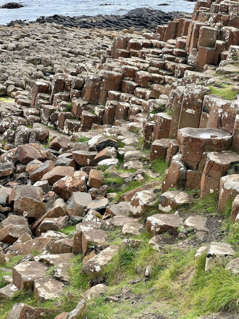 Naturally-formed hexagonal stone pillars forming the Giants Causeway.