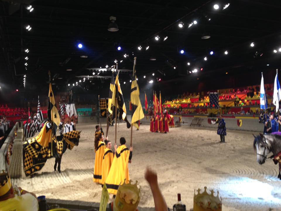 Knights on horseback at Medieval Times dinner show in Myrtle Beach