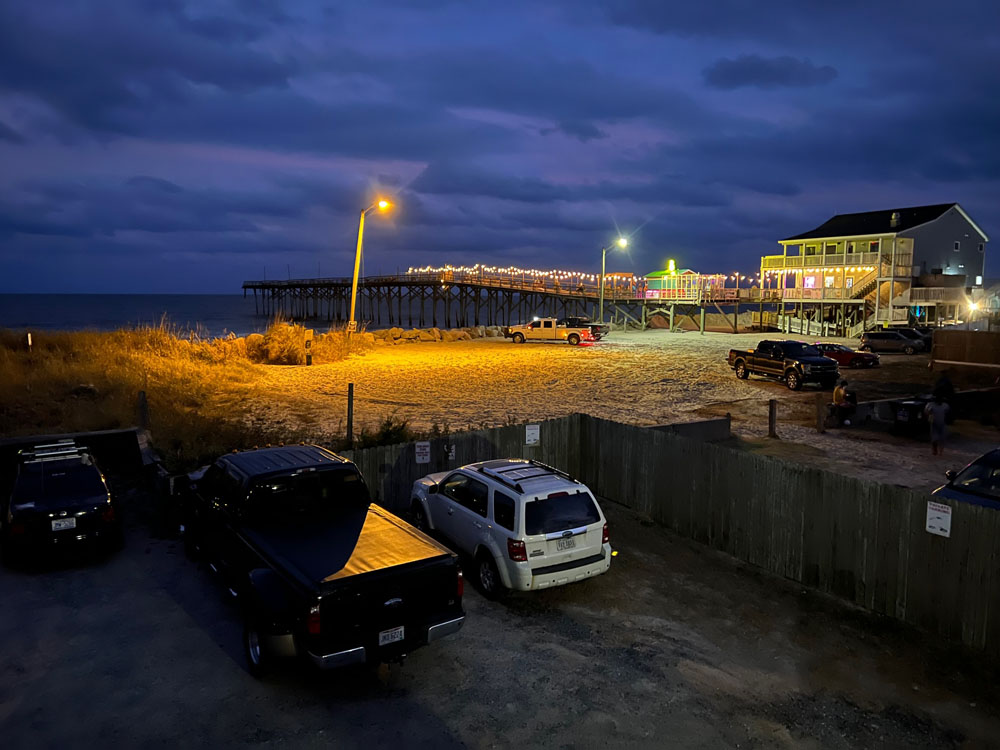 Carolina Beach Pier is lit up at night