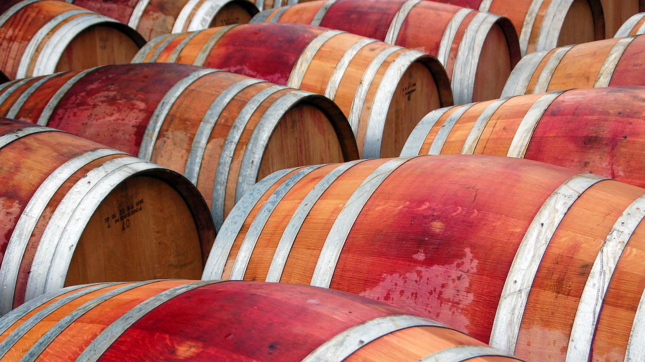 Oak Barrels containing wine